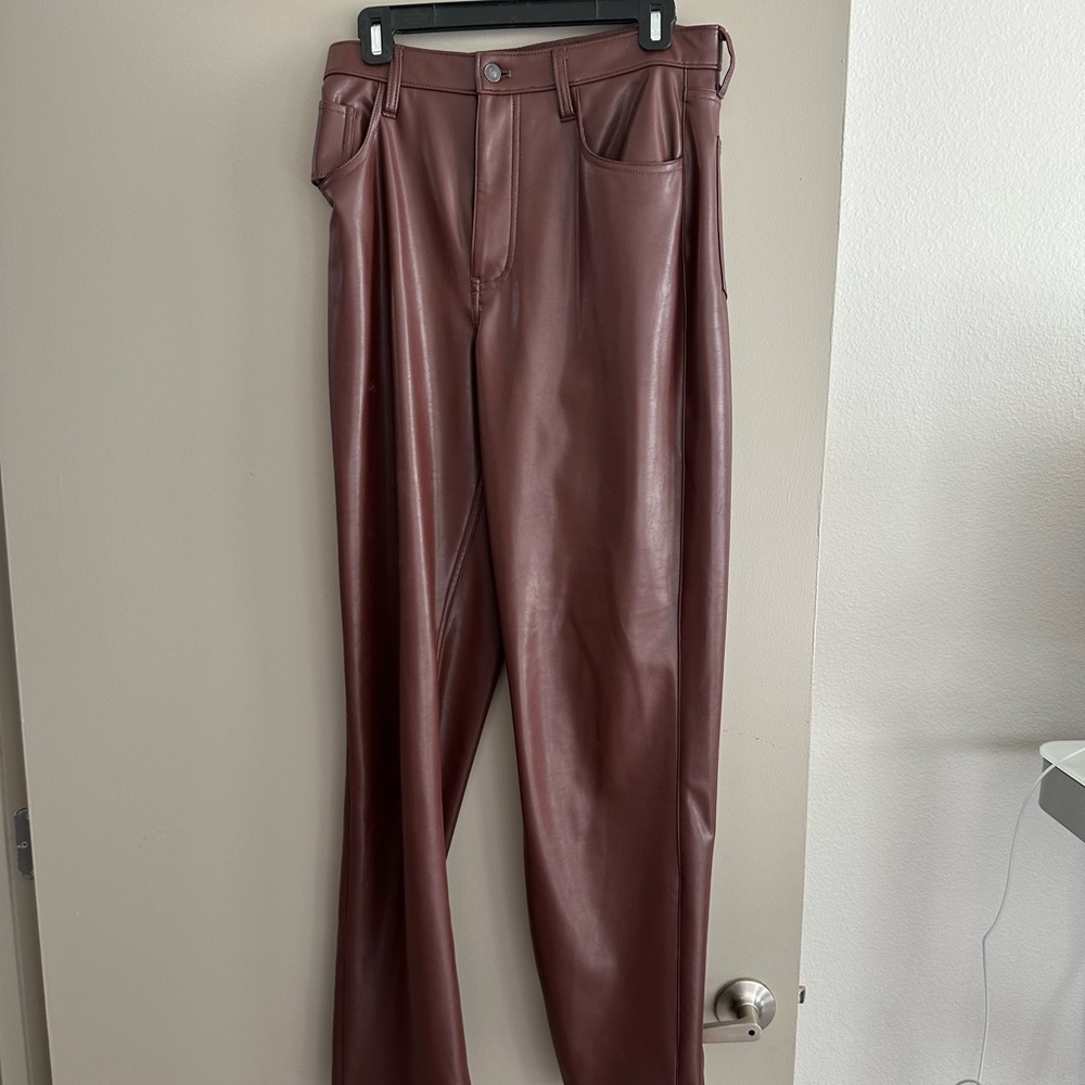 Abercrombie & Fitch Brown Faux Leather Pants